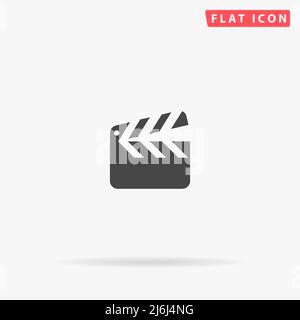Clapperboard flat vector icon. Hand drawn style design illustrations. Stock Vector