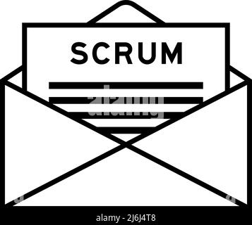 Envelope and letter sign with word scrum as the headline Stock Vector