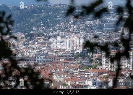 Views over Nice Old Town towards Eglise Sainte-Jeanne d'Arc, Nice, France. Stock Photo