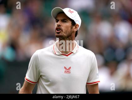 File photo dated 02-07-2021 of Andy Murray, who is “not supportive” of the Government’s plan to ban Russian and Belarusian players from Wimbledon but added there was no “right answer” to the difficult situation. Issue date: Monday May 2, 2022. Stock Photo