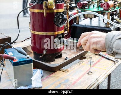 Steam Boiler display on Trevithick Day in Camborne, Cornwall Stock Photo
