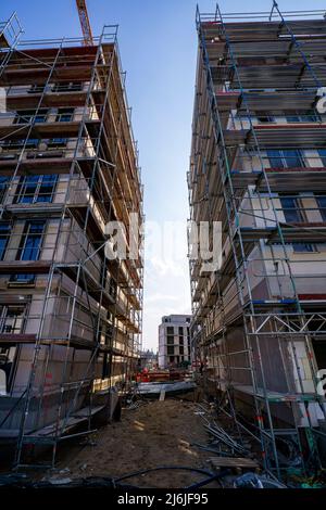 Shell of apartment buildings with scaffolding in Bad Homburg (Vickers - Areal) near Frankfurt am Main Stock Photo