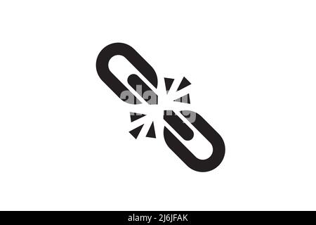 Broken chain as a symbol of freedom from slavery. Link damage vector illustration. Stock Vector