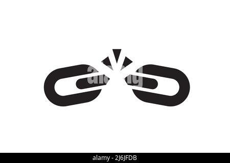 Broken chain as a symbol of freedom from slavery. Link damage vector illustration. Stock Vector