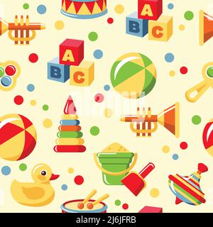 Colorful pattern with different kind of toys Stock Vector