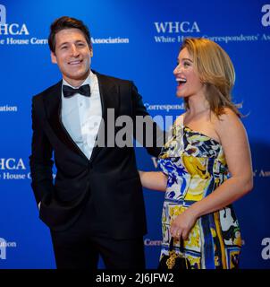 Tony Dokoupil and Katy Tur arrives for the 2022 White House Correspondents Association Annual Dinner at the Washington Hilton Hotel on Saturday, April 30, 2022.  This is the first time since 2019 that the WHCA has held its annual dinner due to the COVID-19 pandemic. Credit: Rod Lamkey / CNP /MediaPunch Stock Photo