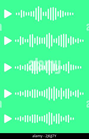 Audio wave icon sound song podcast set on green isolated background. Voice message. Vector illustration. Stock Vector