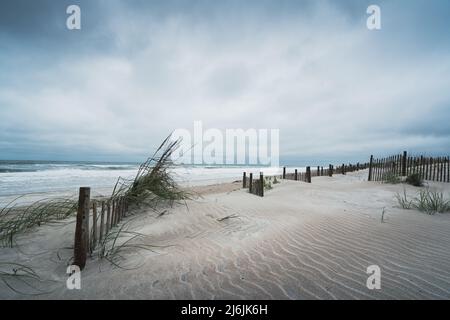 Storm clouds moving in on beach of Amelia Island, Florida Stock Photo