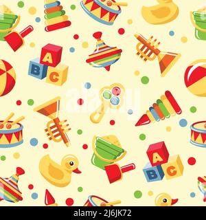 Colorful pattern with different kind of toys Stock Vector