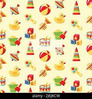 Colorful pattern with different kind of toys Stock Vector