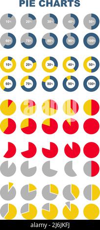 Different types of pie chart. Vector illustration of business infographics. Stock Vector