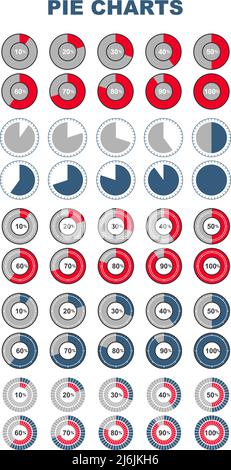Different types of pie chart. Vector illustration of business infographics. Stock Vector