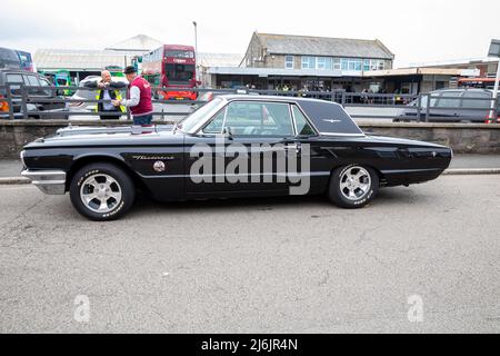 Vintage American Car parked, Trevithick Day in Camborne, Cornwall,uk Stock Photo