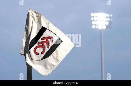 Close up of a Fulham scarf with 'EFL Championship 2021/22' embroiled on it  before the Sky Bet Championship match at Craven Cottage, London. Picture  date: Monday May 2, 2022 Stock Photo - Alamy