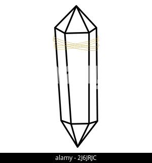 Hipster crystal outline vector illustration minimalist icon. Linear sign of treasure gem. Mineral, diamond, quartz simple icon isolated on white backg Stock Vector