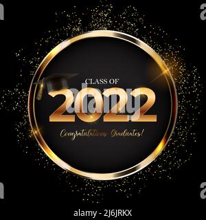 Class of 2022 congratulations graduates greeting card. Vector ...
