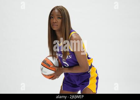 Los Angeles Sparks guard Kianna Smith (5) poses during media day
