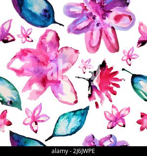 Seamless background watercolor flowers. Vector illustration Stock Vector