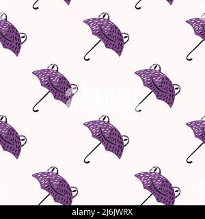 Seamless pattern cute frog umbrella. Background of funny accessory shape head toad in doodle style. Repeated design texture for printing, fabric, wrap Stock Vector