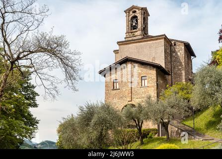 View of the ancient parish Saint George Church at Castagnola in Lugano, Ticino, Switzerland Stock Photo