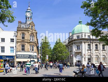 Doncaster town centre and shoppers on the High street and St Sepulchre Gate in the town centre of Doncaster South Yorkshire England  UK GB Europe Stock Photo