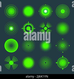 Thermal, night vision scope. Crosshair, gun sight vector icons. Bullseye, target or aim symbol. Military rifle scope, shooting mark sign. Targeting Stock Vector