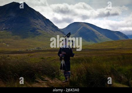 Alone on a Scottish Highlands empty road, Isle of Skye, UK Stock Photo