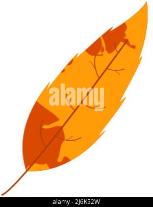 Withered autumn motley leaf. Fallen leaf with blot texture. Stock Vector