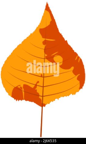 Withered autumn motley leaf. Fallen leaf with variegated texture. Stock Vector