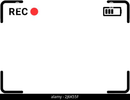 Video camera frame. Camcorder ui overlay. Videocamera frame with record indicator. Stock Vector