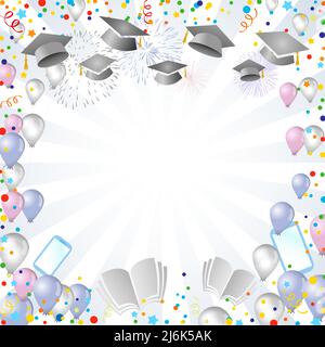 Educational holiday creative background. School event invitating or greeting card concept. White blank with festive elements. Isolated abstract graphi Stock Vector