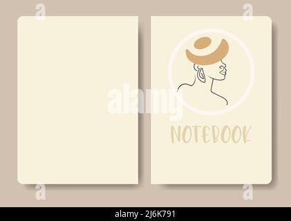 Cover design with woman silhouette. Hand drawn portrait of ebony woman Stock Vector