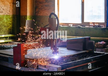 Plasma punching machine, close up Stock Photo
