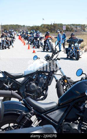 Blessing of the Bikes - West Dennis Beach (Cape Cod). Stock Photo