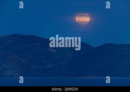 Mexico, Mexican, Baja California, Sur, El Sargento, Ventana Bay, Cerralvo Island, full moon Stock Photo