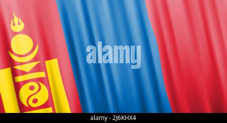 Wavy vector flag of Mongolia Stock Vector