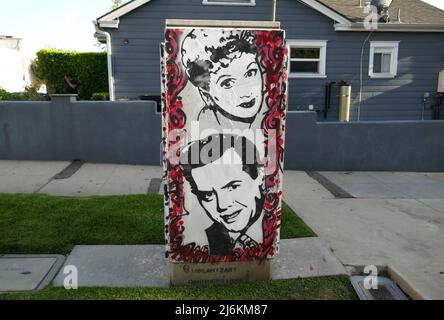 Los Angeles, California, USA 24th April 2022 A general view of atmosphere of I Love Lucy Street Art Mural with Lucille Ball and Desi Arnaz on April 24, 2022 in Los Angeles, California, USA. Photo by Barry King/Alamy Stock Photo Stock Photo