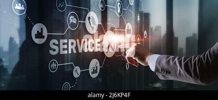 Technical Service Business Technology Internet Concept. 3D icons Stock Photo