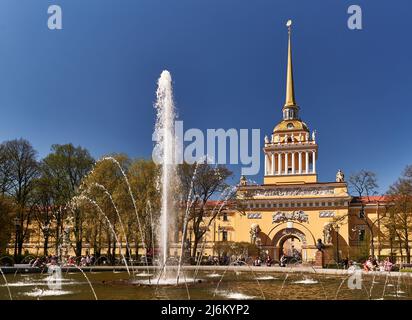 Saint Peterburg festive decoration on day of victory May 9 anniversary in Russia Stock Photo