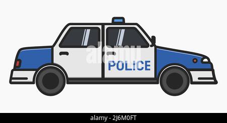 police car side view cartoon design vector flat illustration Stock Vector