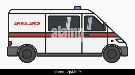 ambulance emergency car side view isolated vector flat illustration Stock Vector