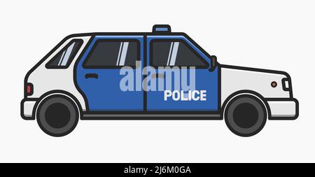 police car side view cartoon design vector flat illustration Stock ...