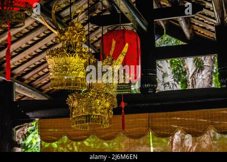 Close-up of head ornaments of ethnic minorities in Guangxi, China Stock Photo