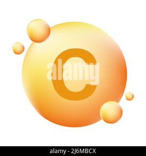 Vitamin c shining pill capcule icon vector beauty treatment nutrition skin care concept for graphic design, logo, web site, social media, mobile app, Stock Vector