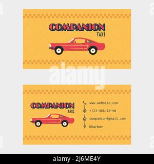 Taxi business card in retro style Stock Vector