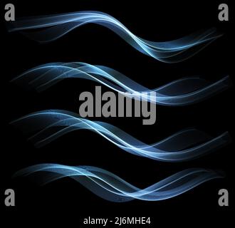 Bright blue moving wavy lines. Business background. Easy to edit design ...