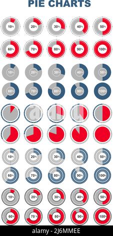 Different types of pie chart. Vector illustration of business infographics. Stock Vector