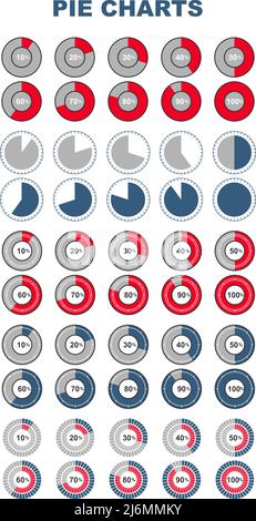 Different types of pie chart. Vector illustration of business infographics. Stock Vector