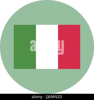 An icon of the Italian flag inside a round circle. A country in Europe. Editable vector. Stock Vector