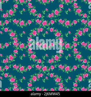 Hand draw sakura branches with flowers. Abstract background floral seamless pattern. Botanical sakura flowers wallpaper. Vector illustration graphic d Stock Vector